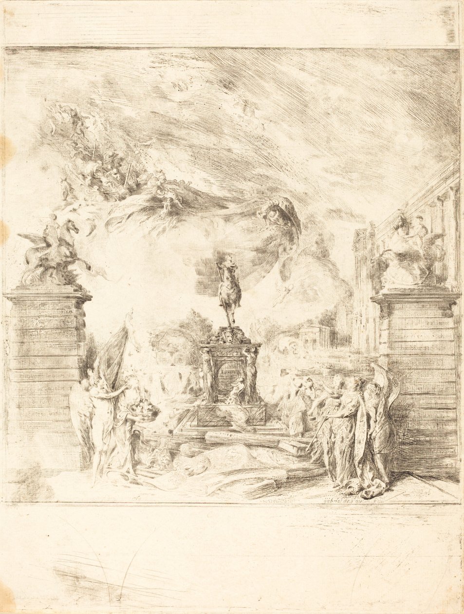 Allegorie zur Errichtung der Statue von Ludwig XV. von Gabriel Jacques de Saint Aubin