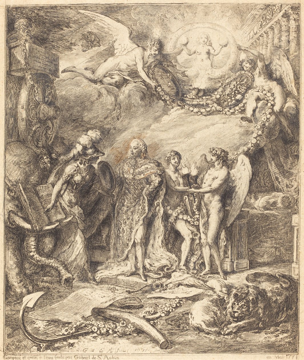 Allegorie auf die Hochzeit des Grafen von Provence von Gabriel Jacques de Saint Aubin