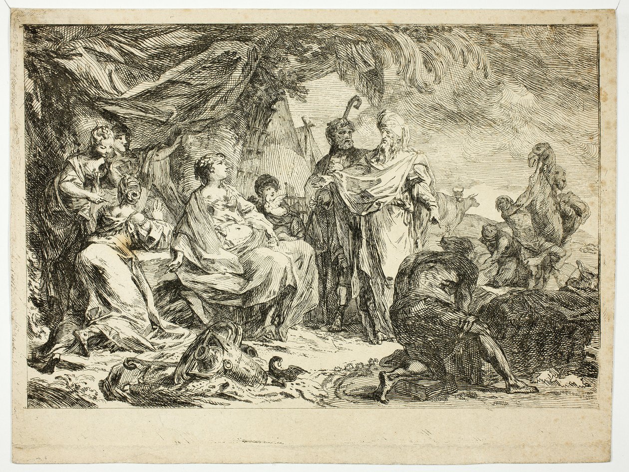 Laban sucht nach seinen Hausgöttern von Gabriel Jacques de Saint Aubin
