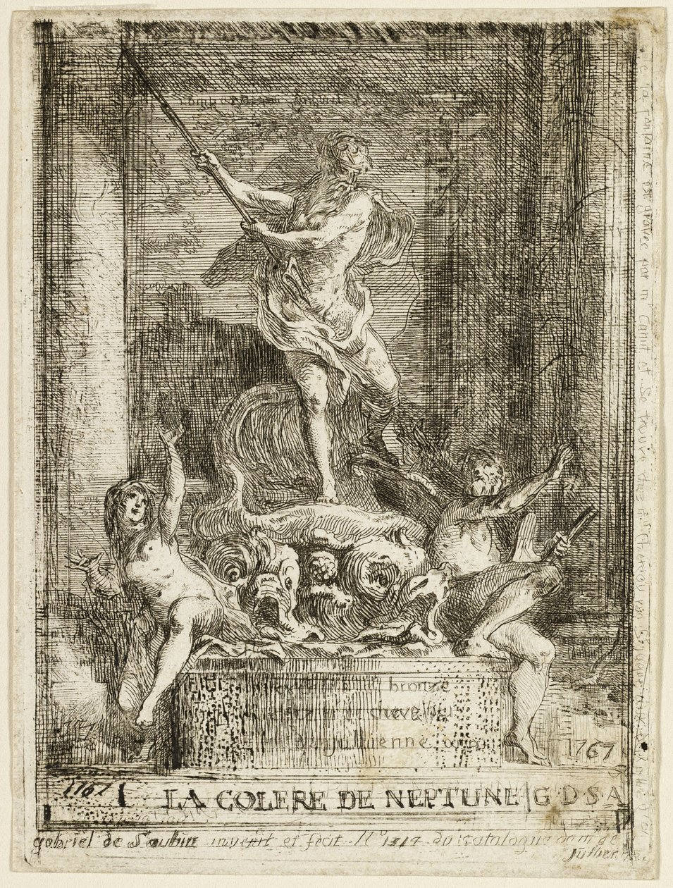 Der Zorn des Neptun Brunnen von Gabriel Jacques de Saint Aubin