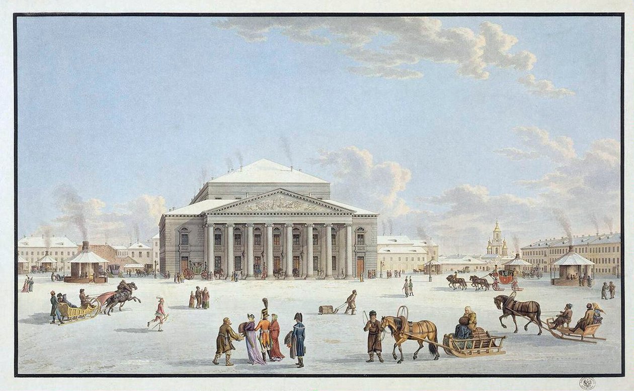 Ansicht des Bolschoi-Theaters in St. Petersburg, frühes 19. Jahrhundert von Gabriel Ludwig Lory the Elder