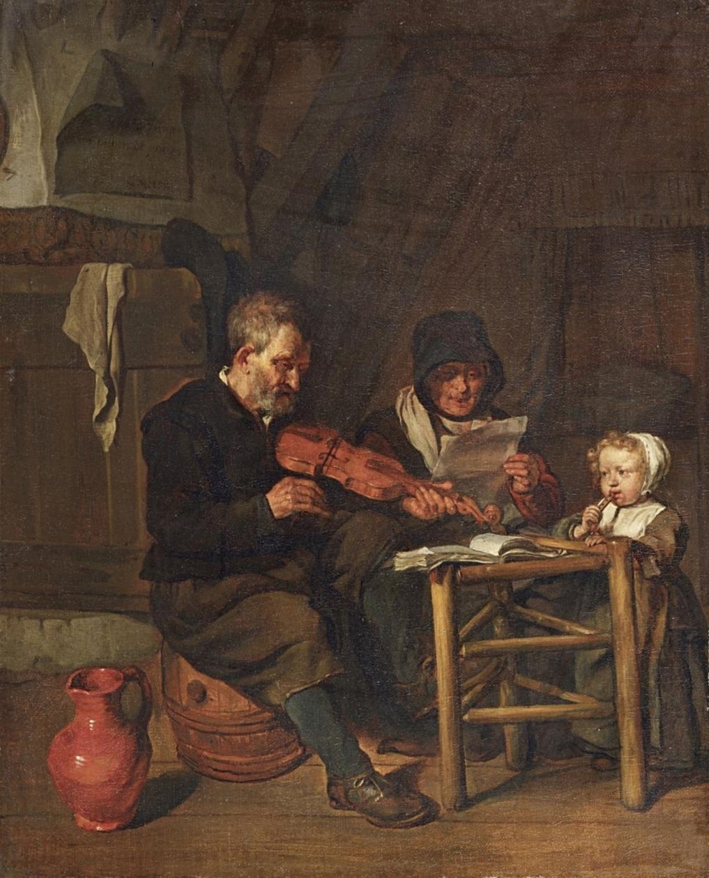 Soo de oude songen, soo piepen de jongen von Gabriel Metsu