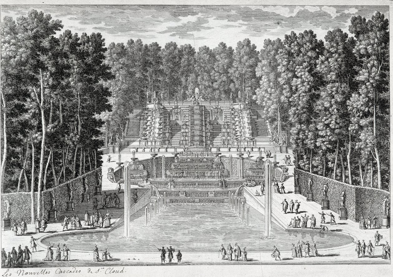 Die neuen Wasserfälle in den Gärten von St. Cloud (von Ours) - von Perelle, Ende des 17. Jahrhunderts von Gabriel Perelle