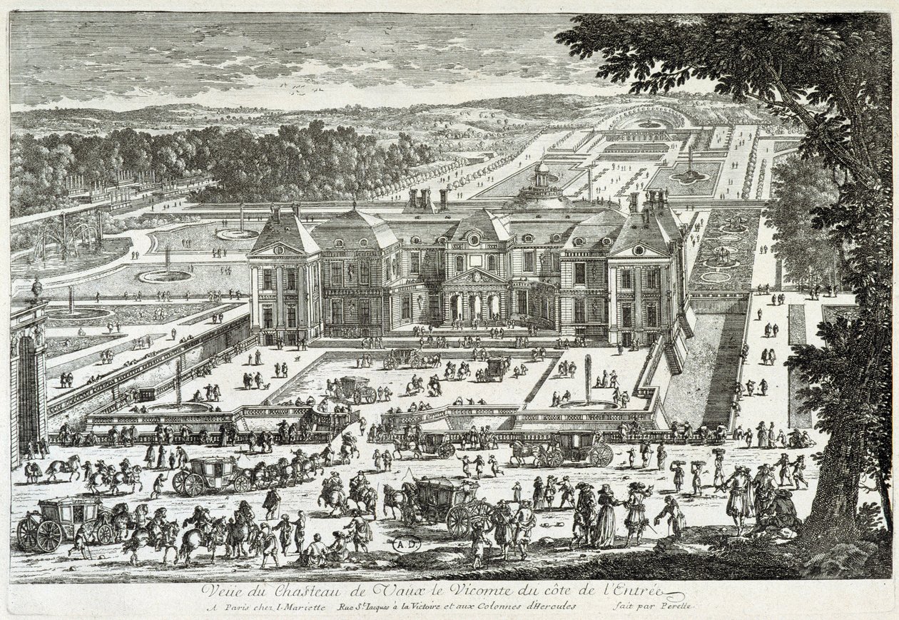 Ansicht des Schlosses von Vaux-Le-Vicomte von der Eingangsseite von Gabriel Perelle