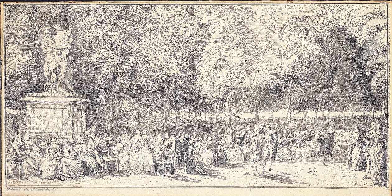 Ein Treffen in den Tuileriengärten um eine Statue, 1760 von Gabriel de Saint Aubin