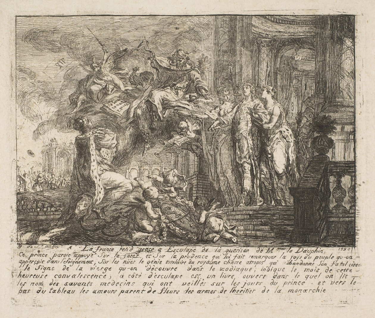 Allegorie auf die Genesung des Dauphins, 1752 von Gabriel de Saint Aubin