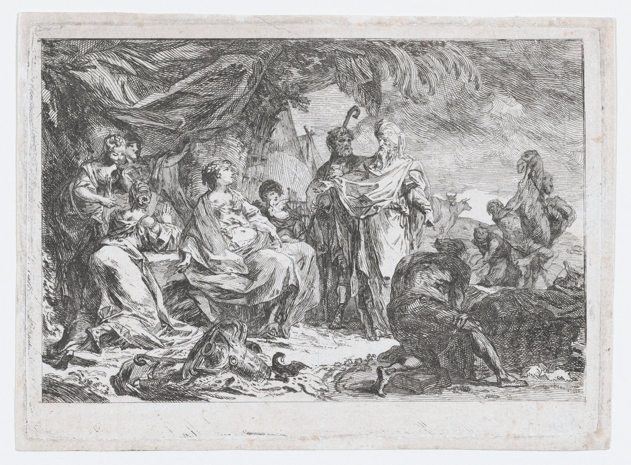 Laban sucht seine Hausgötter, ca. 1753 von Gabriel de Saint Aubin