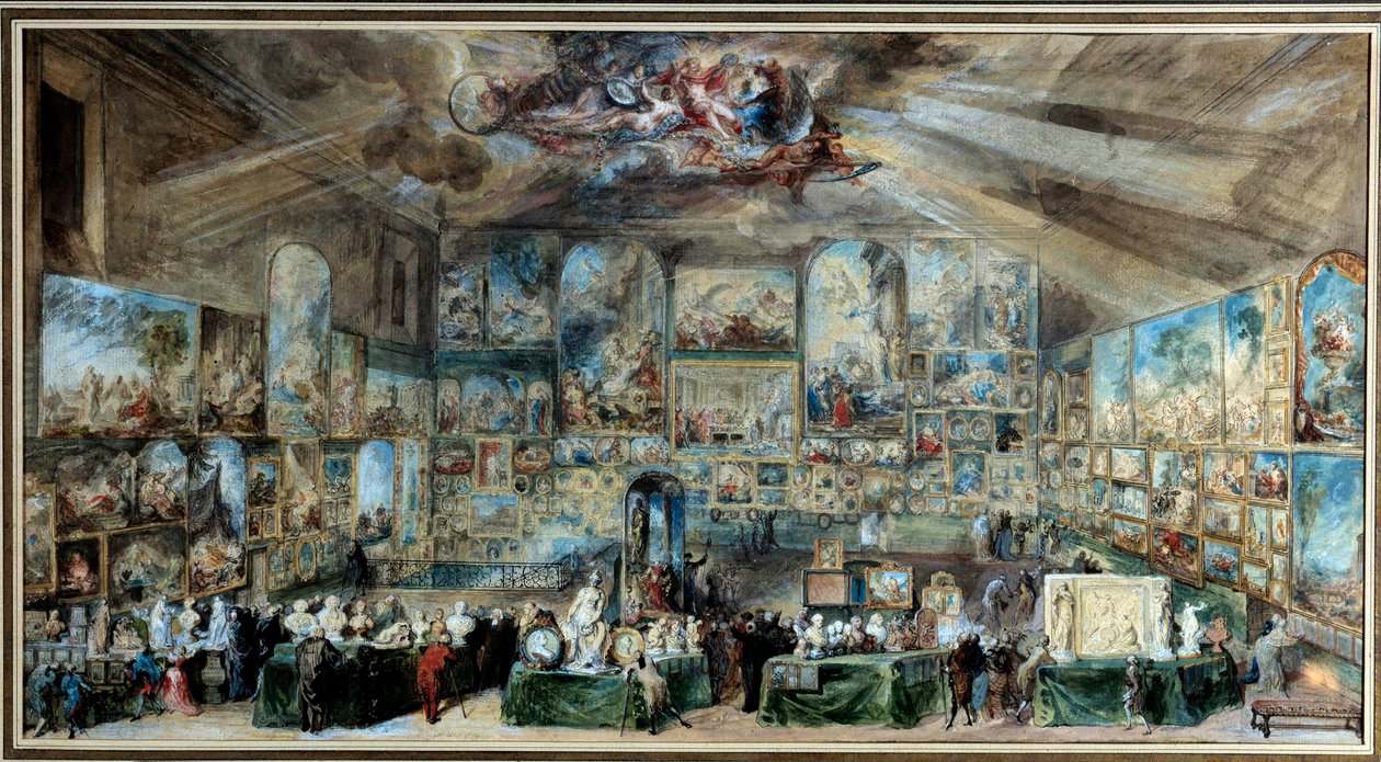 Das Büro des Amateurs. Salon des Antiquars oder Kabinett der Kuriositäten von Gabriel de Saint Aubin