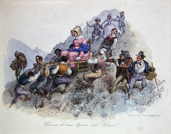 Ein Tourist steigt vom Vesuv herab, ca. 1830 von Gaetano (after) Dura
