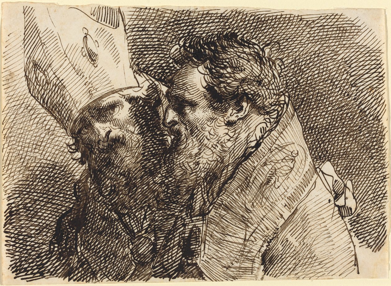 Köpfe von zwei Bischöfen von Gaetano Gandolfi
