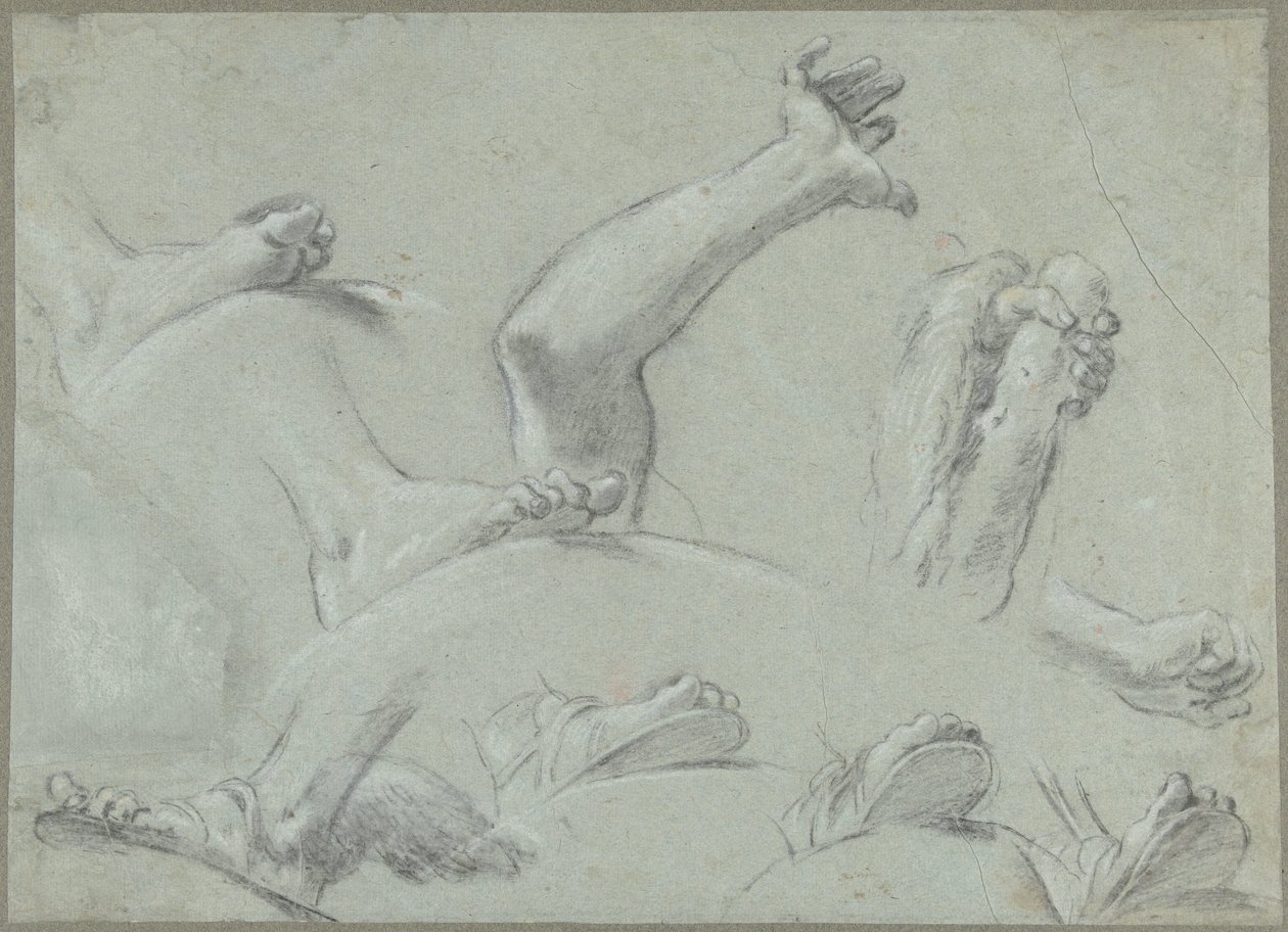 Skizzenblatt mit Studien von Füßen, Händen und einem Arm von Gaetano Gandolfi