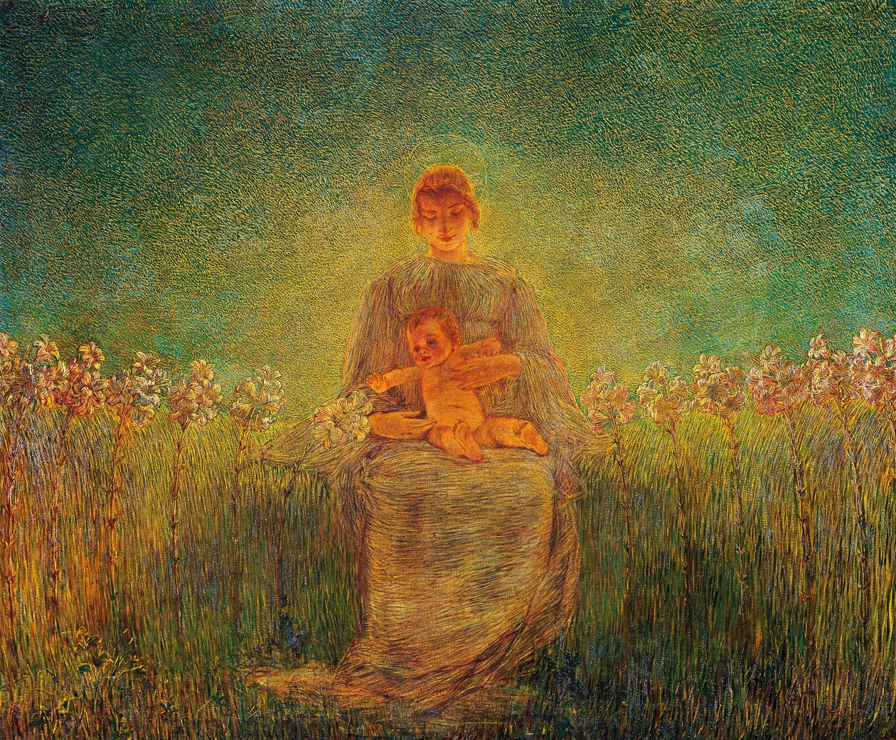 Madonna der Lilien von Gaetano Previati