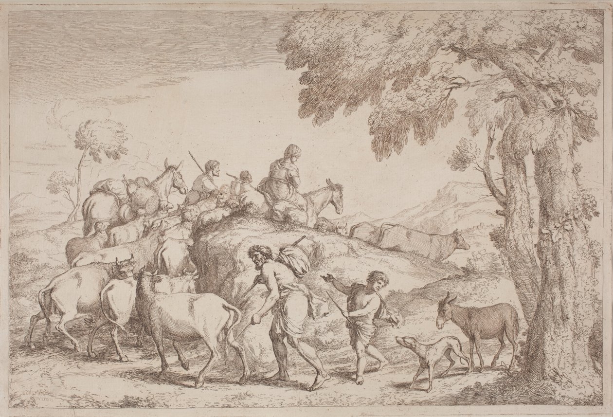 Ein älterer Schäfer von hinten gesehen von Gaetano Zompini, after Giovanni Benedetto Castiglione