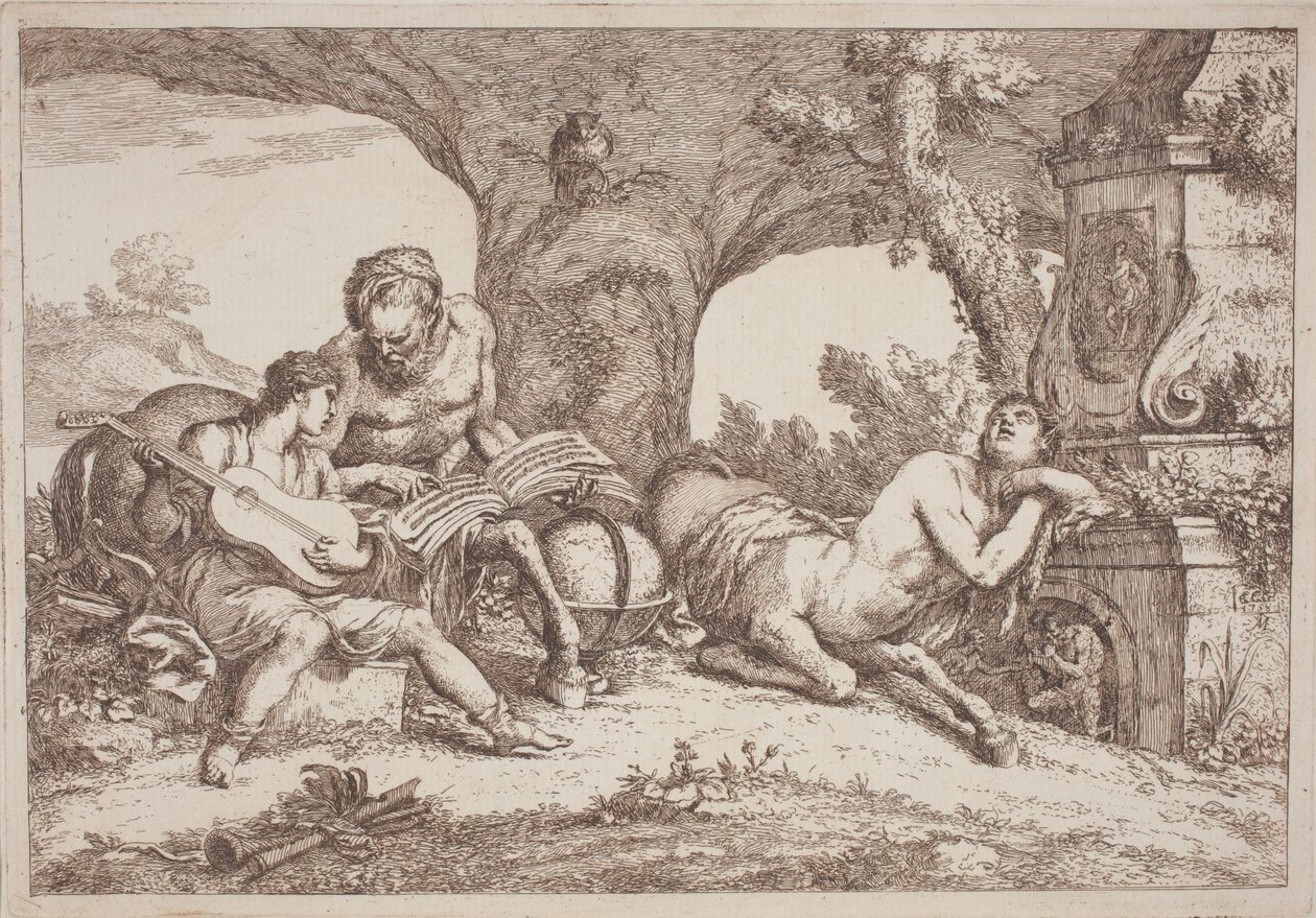 Chiron lehrt Achilles Musik von Gaetano Zompini, after Giovanni Benedetto Castiglione