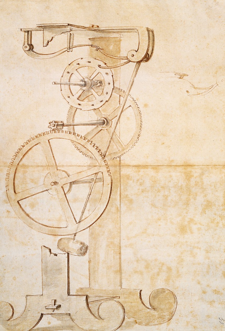Zeichnung von Galileos Pendeluhr, Manuskript von Galileo Galilei von Galileo Galilei