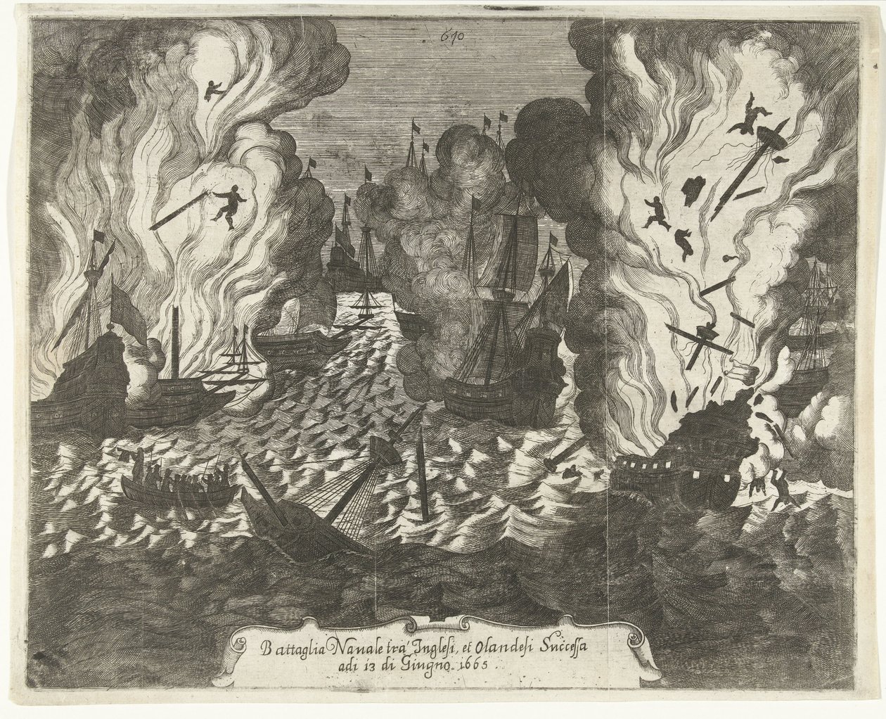Seeschlacht bei Lowestoft, 1665 von Gaspar Bouttats (attributed to)