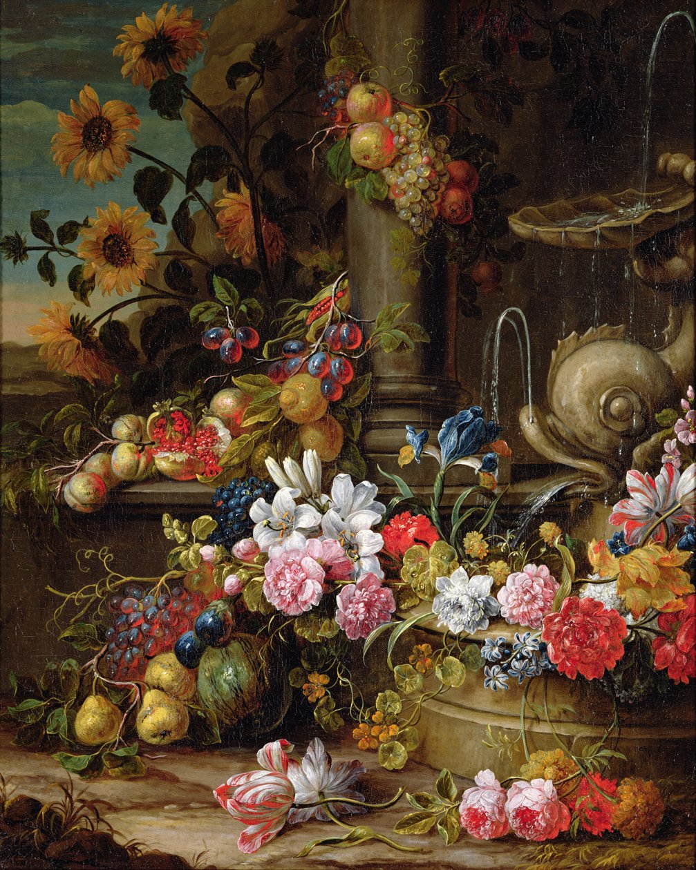 Stillleben mit Obst und Blumen von Gaspar Pieter II Verbruggen
