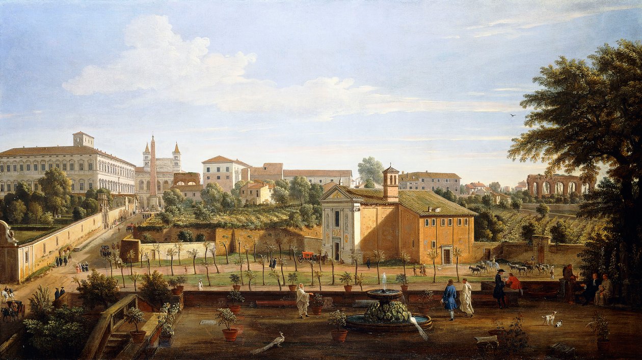 Die Kirche SS. Marcellino e Pietro, von der Vigna Ciccolini von Gaspar van Wittel