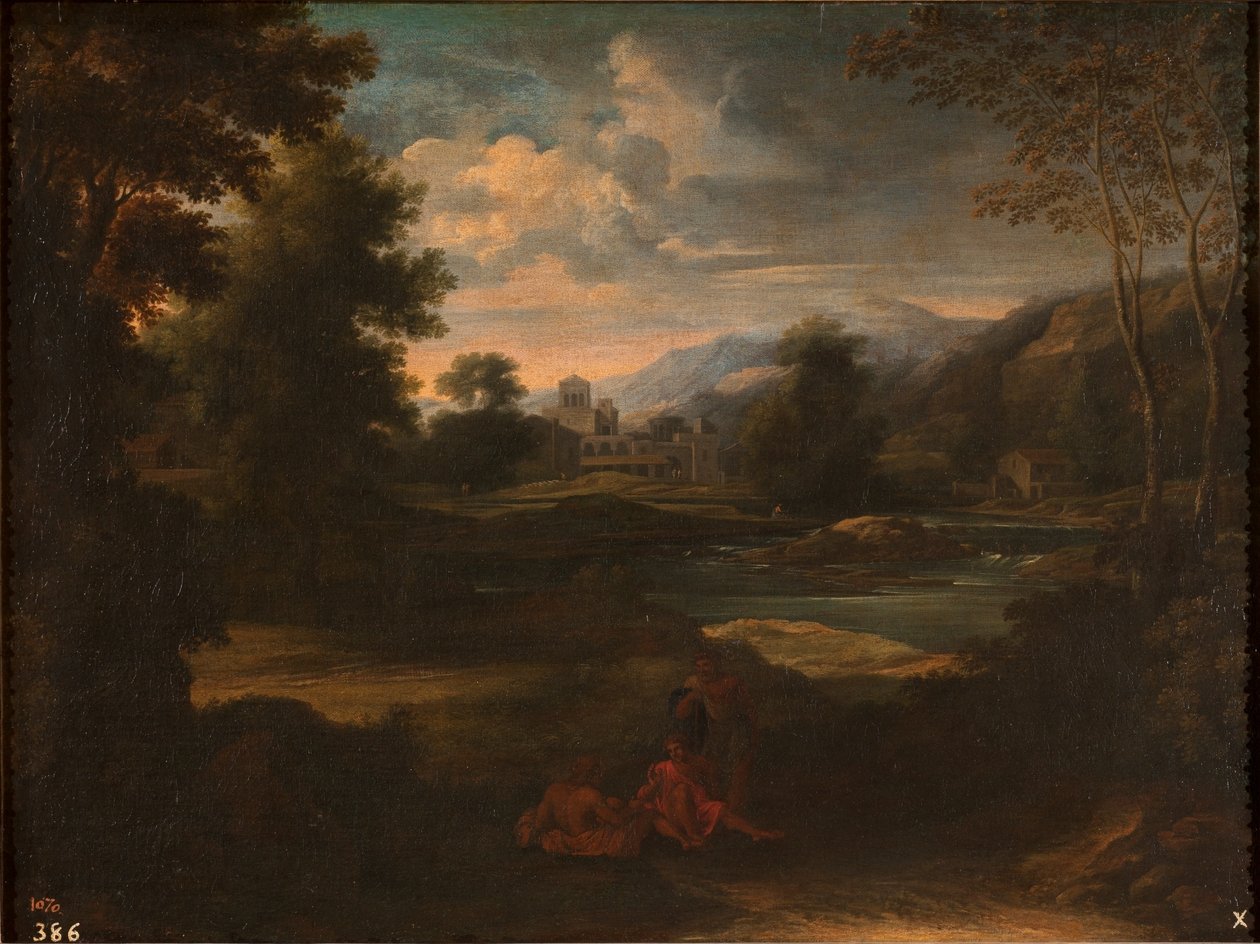 Dughet - Landschaft mit drei Figuren von Gaspard Dughet