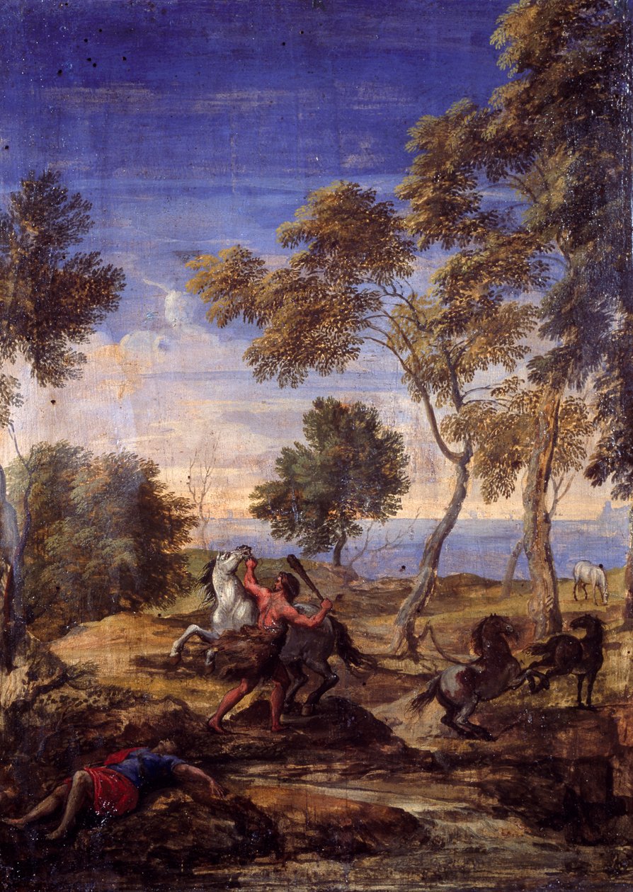 Landschaftsschlacht der Zentauren von Gaspard Poussin (school of) Dughet