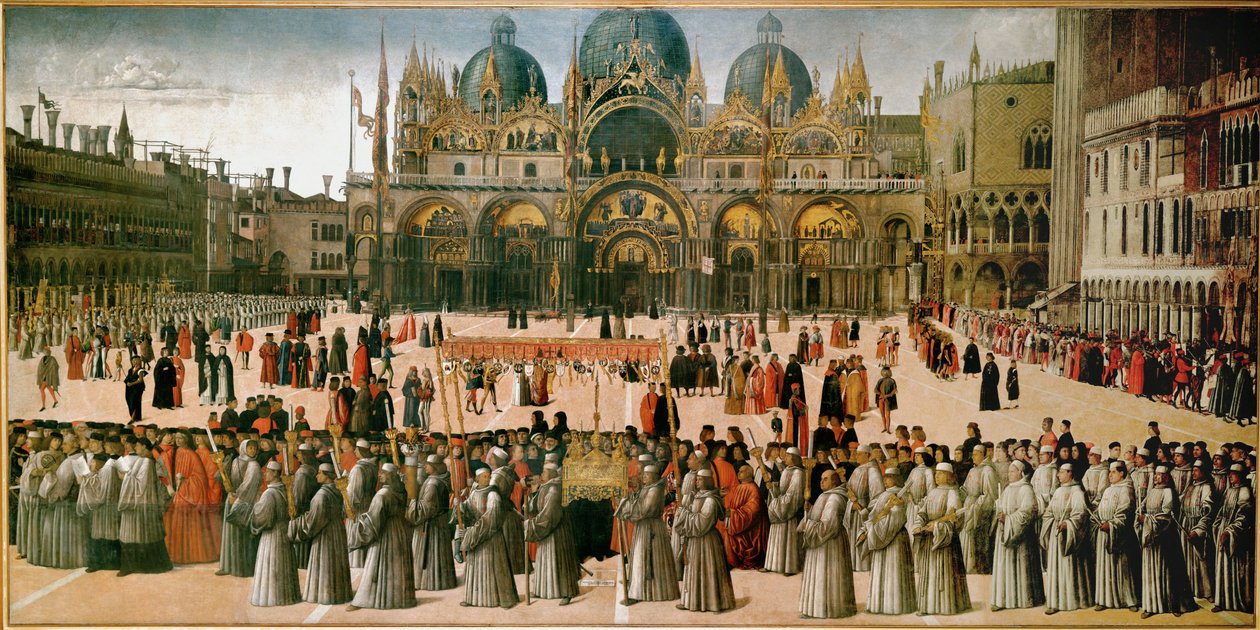 Prozession auf der Piazza San Marco, Venedig von Gentile Bellini