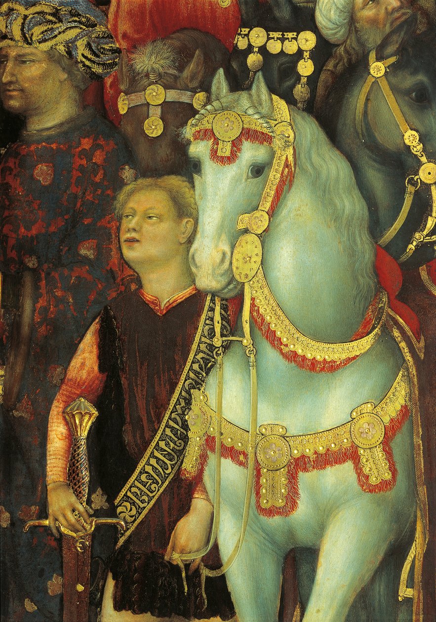 Die Anbetung der Könige, Detail der Pferde von Gentile da Fabriano