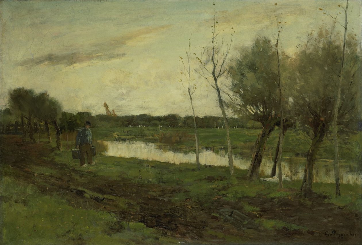 Landschaft mit einem Kanal von Geo Poggenbeek