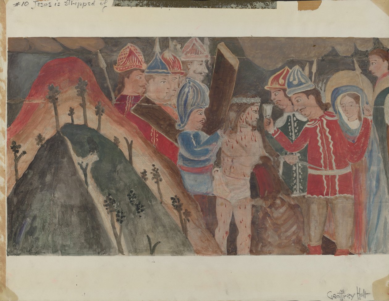Station des Kreuzes Nr. 10: Jesus wird seiner Kleider beraubt, ca. 1936 von Geoffrey Holt