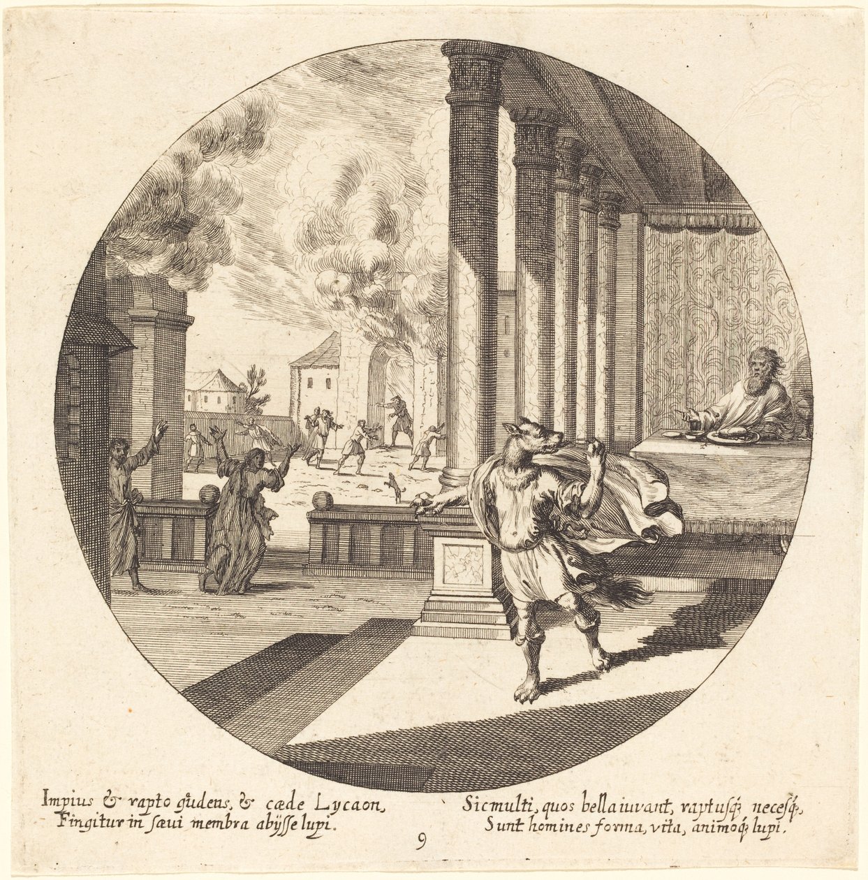 Jupiter verwandelt Lykaon in einen Wolf von Georg Andreas Wolfgang the Elder
