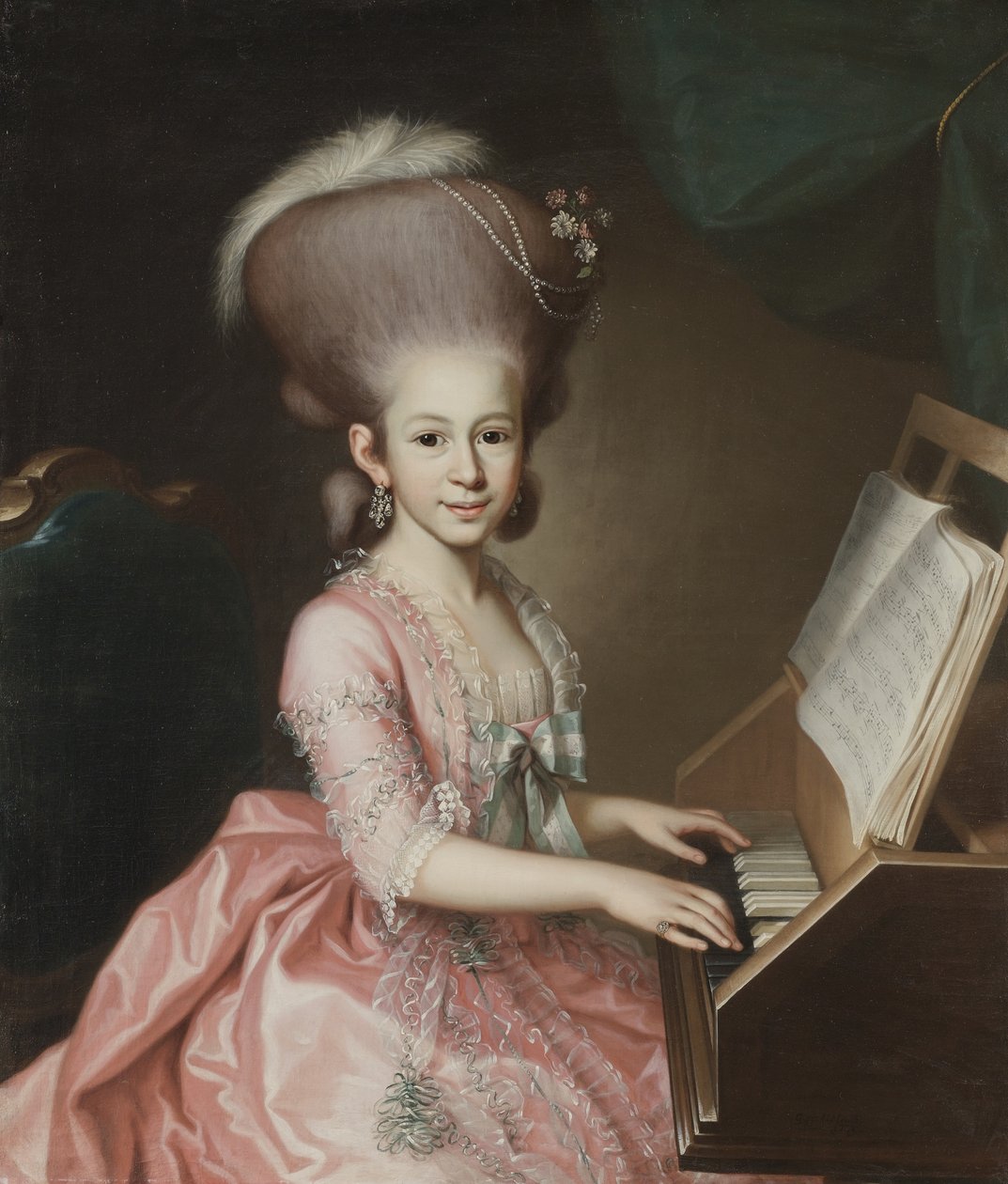 Porträt einer jungen Dame am Klavichord, 1779 von Georg Anton Abraham Urlaub