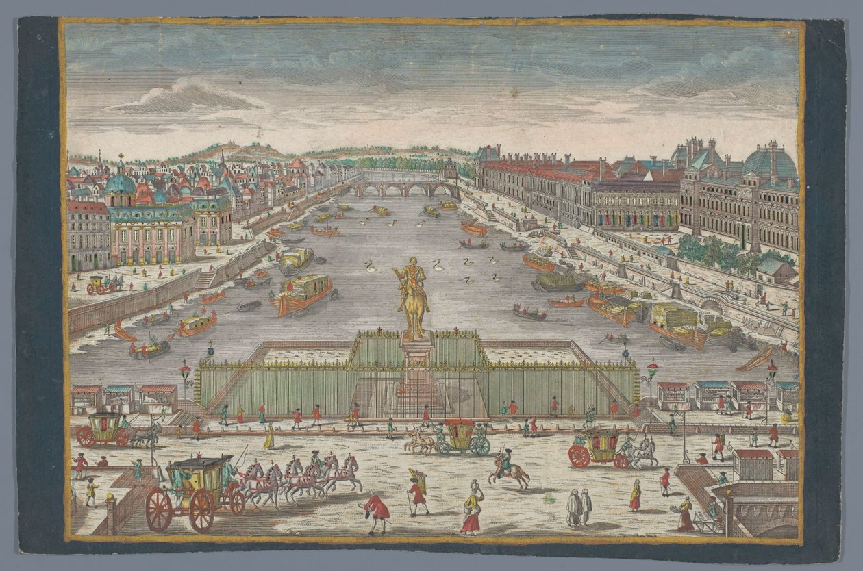 Blick auf die Pont Neuf über die Seine in Paris, Richtung Pont Royal von Georg Balthasar Probst (possibly)