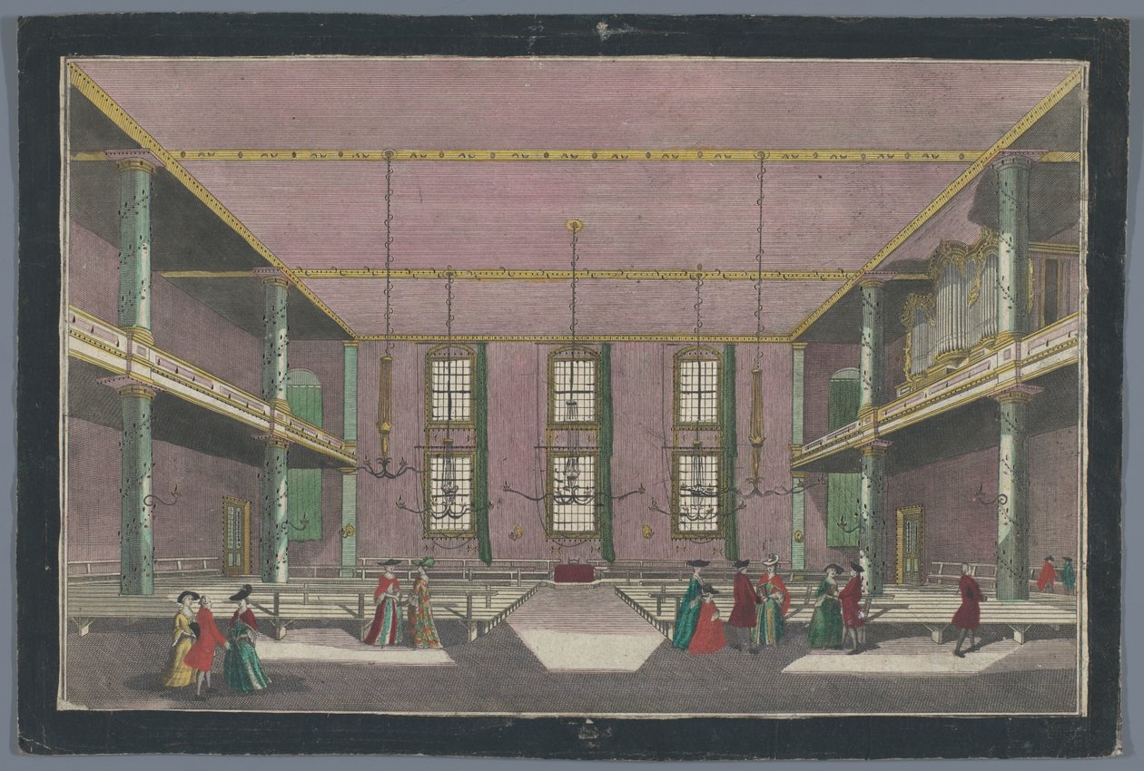 Ansicht des Inneren der Kirche der Brüdergemeinde in Zeist von Georg Balthasar Probst (possibly)