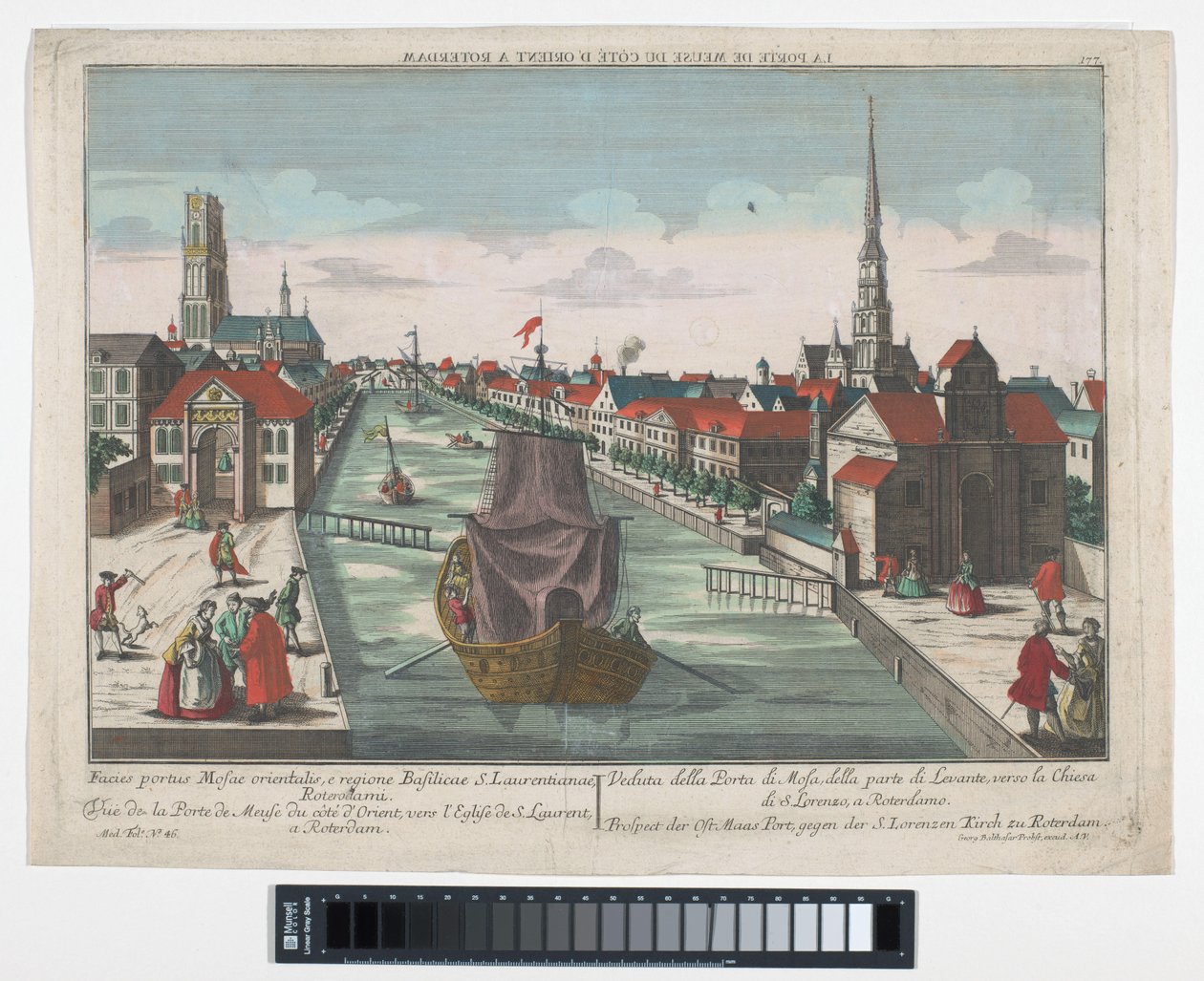 Ansicht der Wester Oude Hoofdpoort und der Ooster Oude Hoofdpoort in Rotterdam von Georg Balthasar Probst