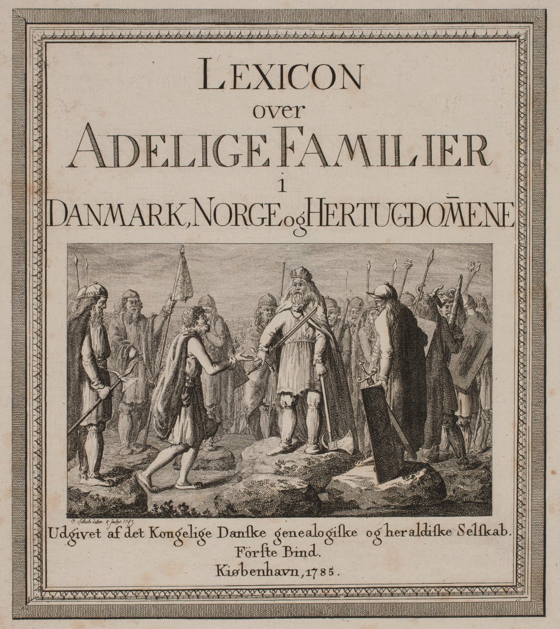 Titelblatt zu "Lexikon über adlige Familien in Dänemark, Norwegen und Herzogtümern" von Georg Christian Schule