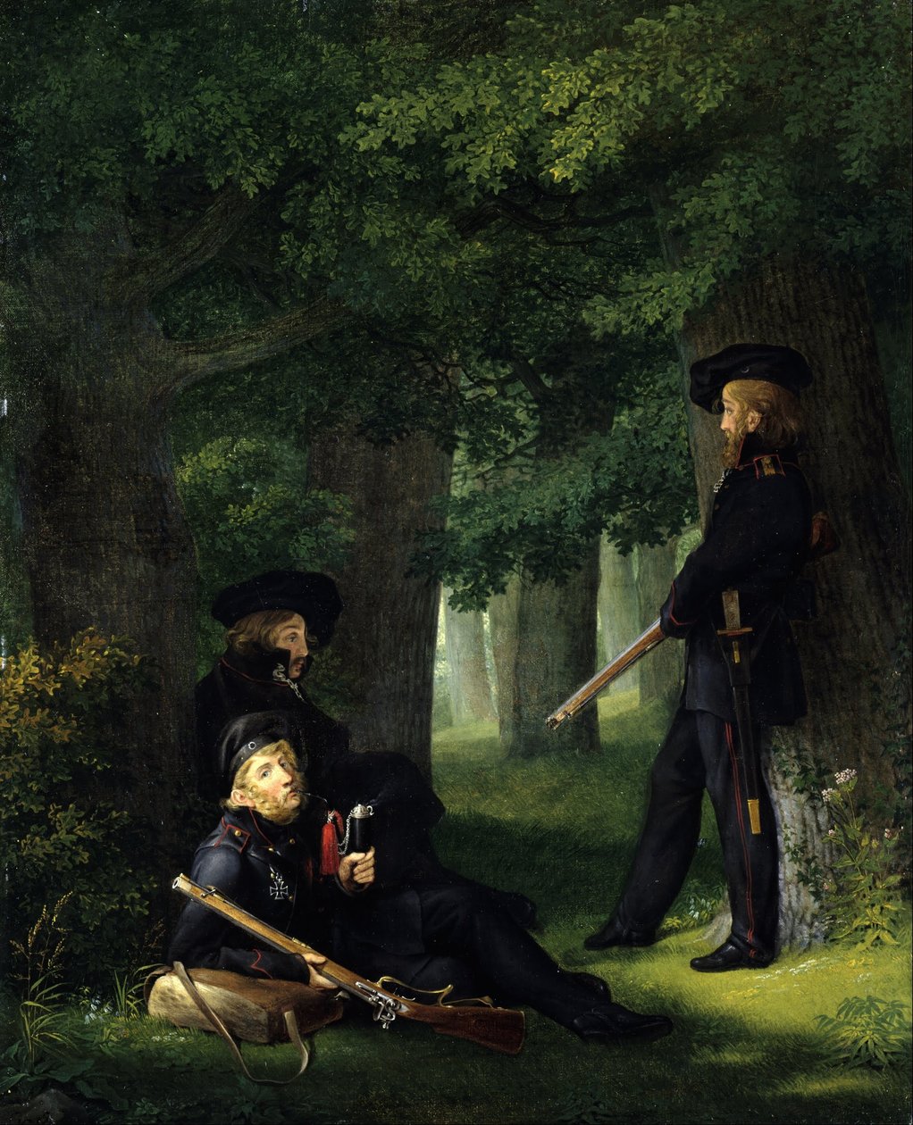 Theodor Körner, Friedrich Friesen und Heinrich Hartmann auf Vorposten von Georg Friedrich Kersting