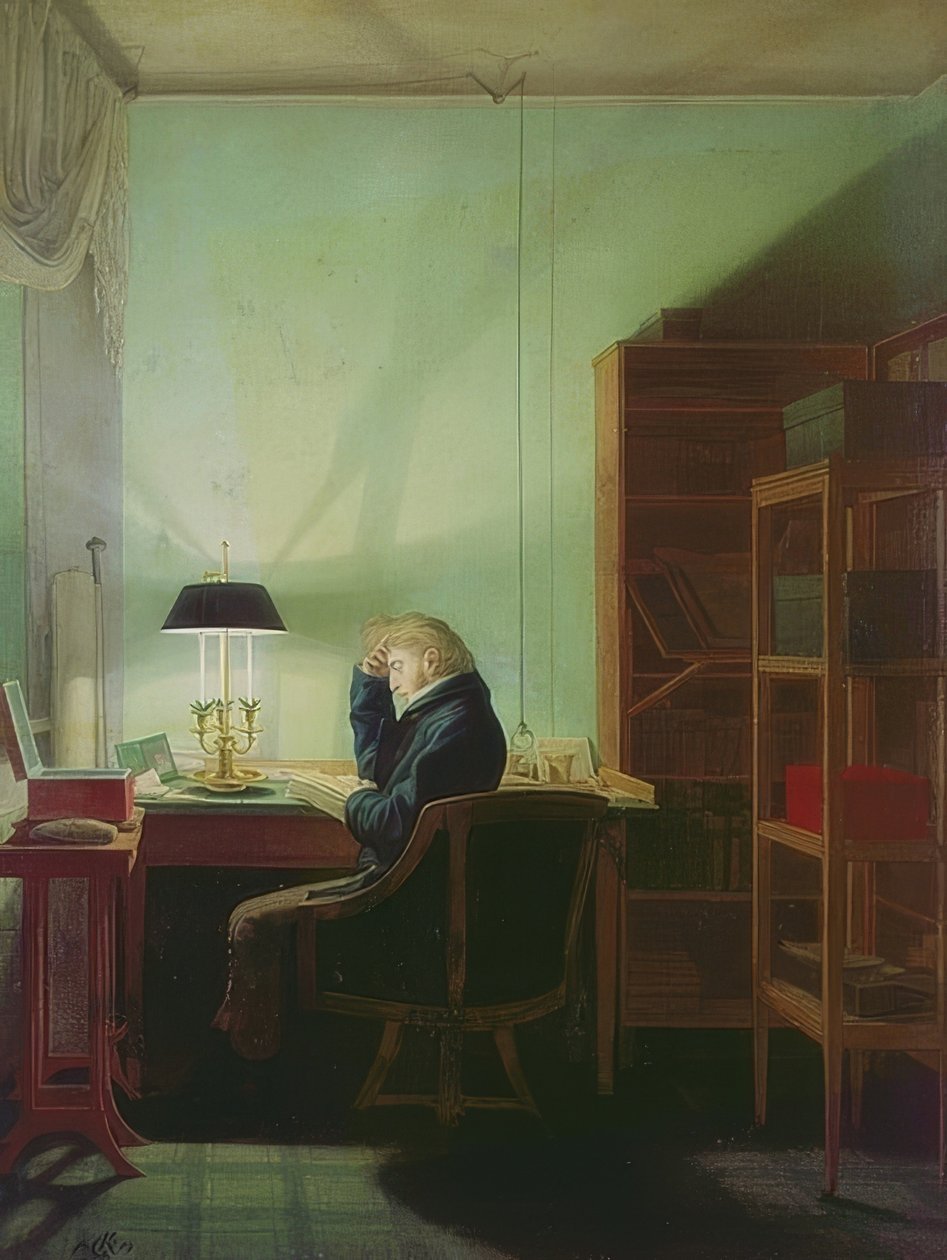 Lesender bei Lampenlicht. 1814 von Georg Friedrich Kersting