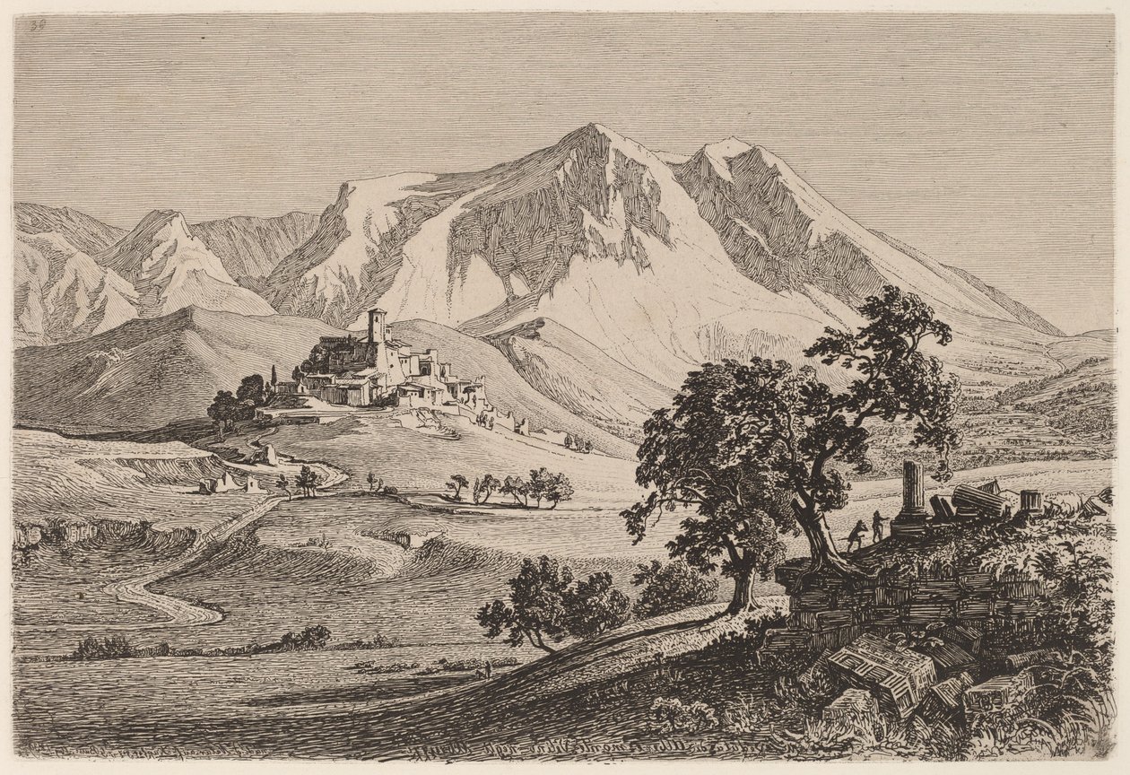 Ansicht von Albe und Monte Velino in den Abruzzen von Georg Heinrich Busse