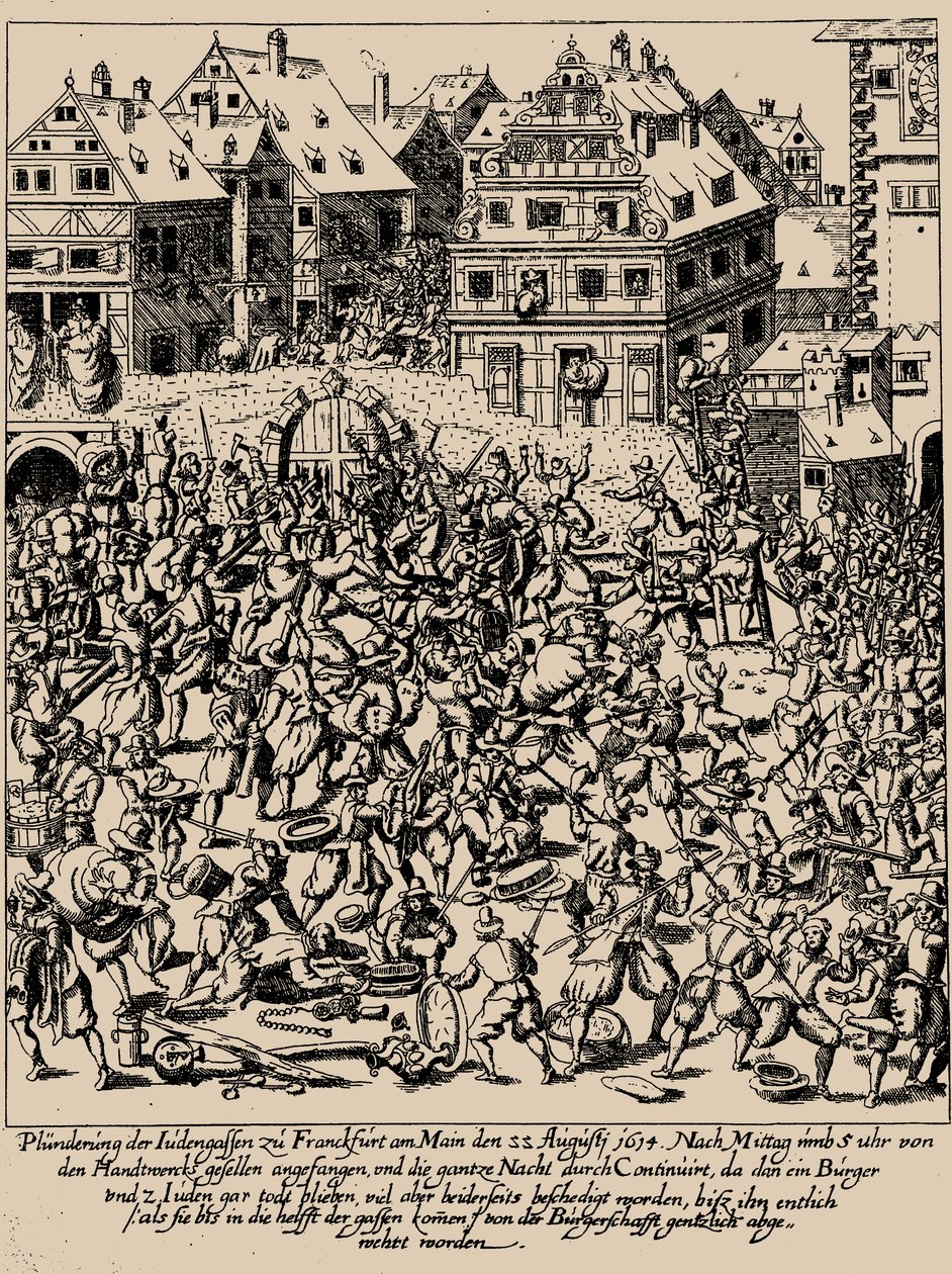 Der Fettmilch-Aufstand. Die Plünderung der Judengasse in Frankfurt am 22. August 1614, ca. 1616-1617 von Georg Keller