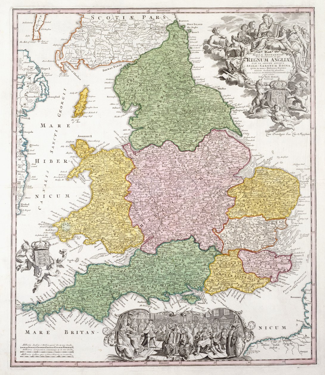 Eine Karte von England, 1760 von Georg Matthäus Seutter