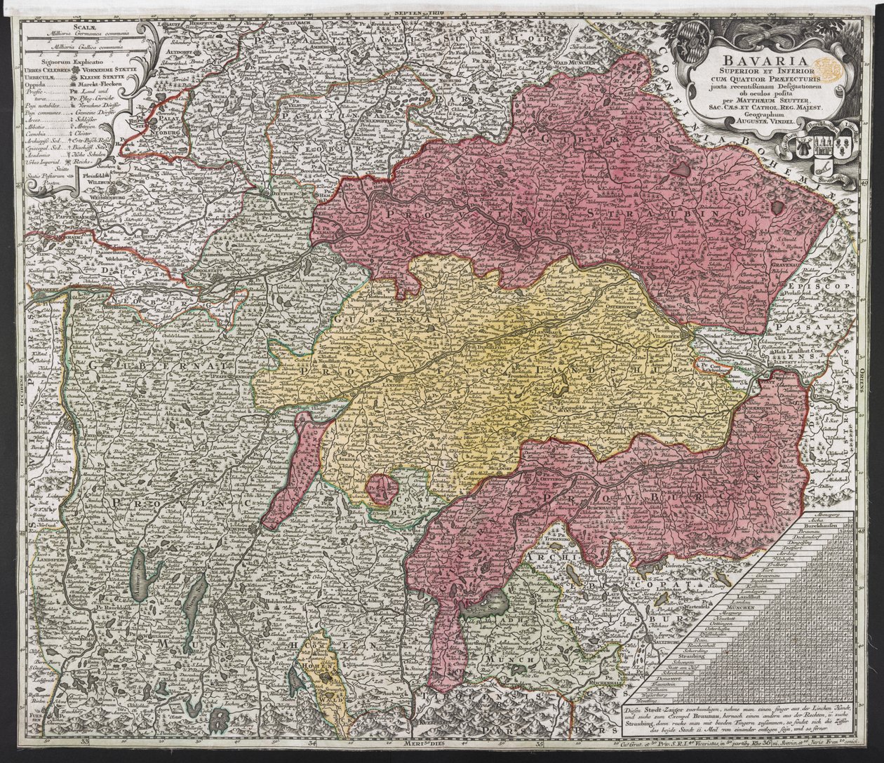 Karte von Bayern, ca. 1757 von Georg Matthäus Seutter