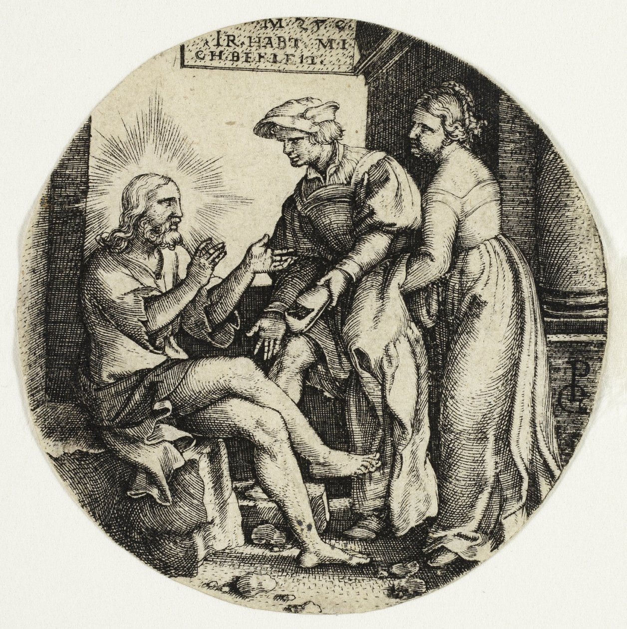 Die Nackten kleiden, aus Die sieben Werke der Barmherzigkeit von Georg Pencz