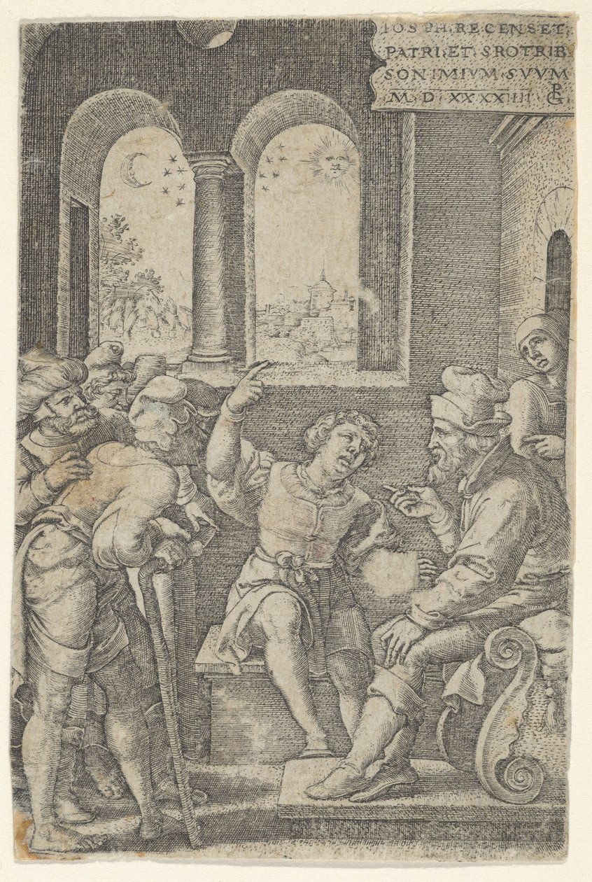 Joseph beschreibt seinen Traum, aus Die Geschichte von Joseph, 1544 von Georg Pencz