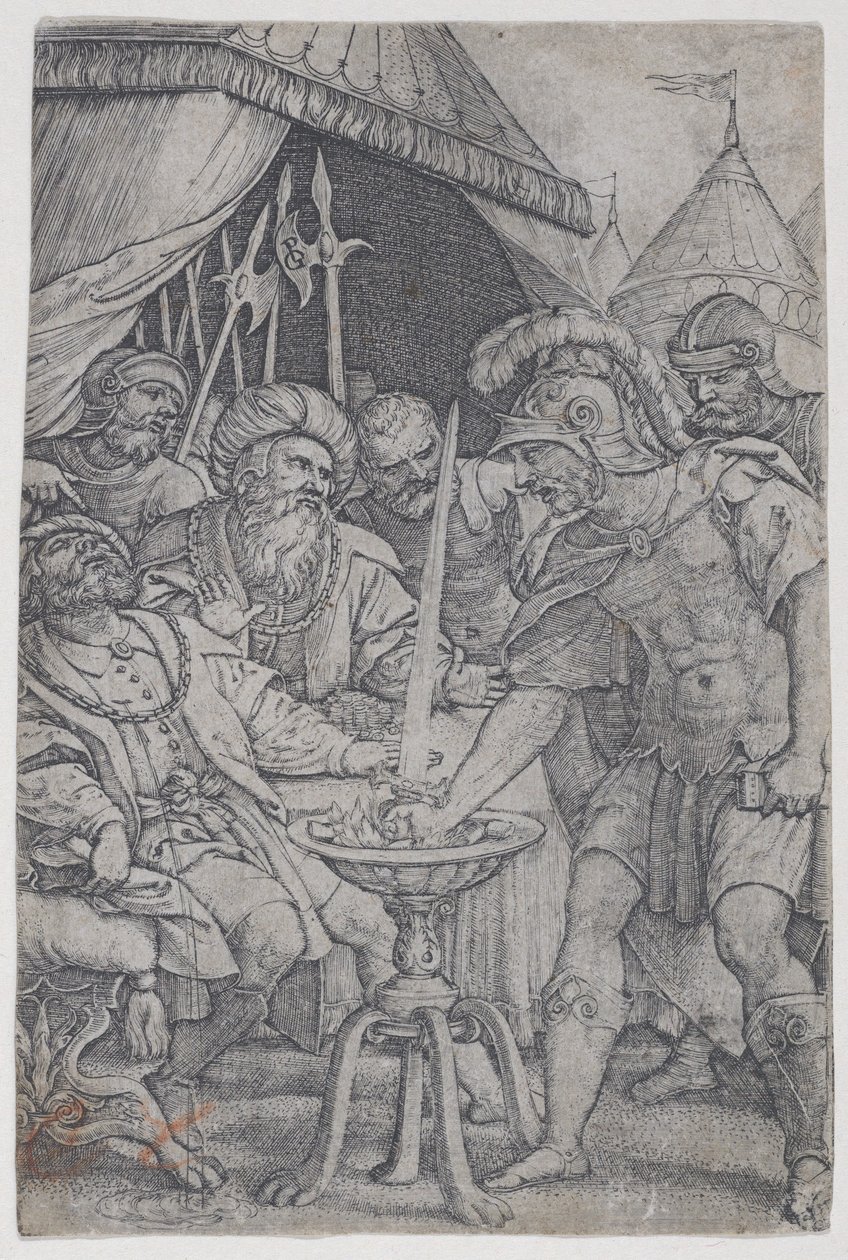 Mucius Scaevola und Porsenna, aus Römische Helden, 1535 von Georg Pencz