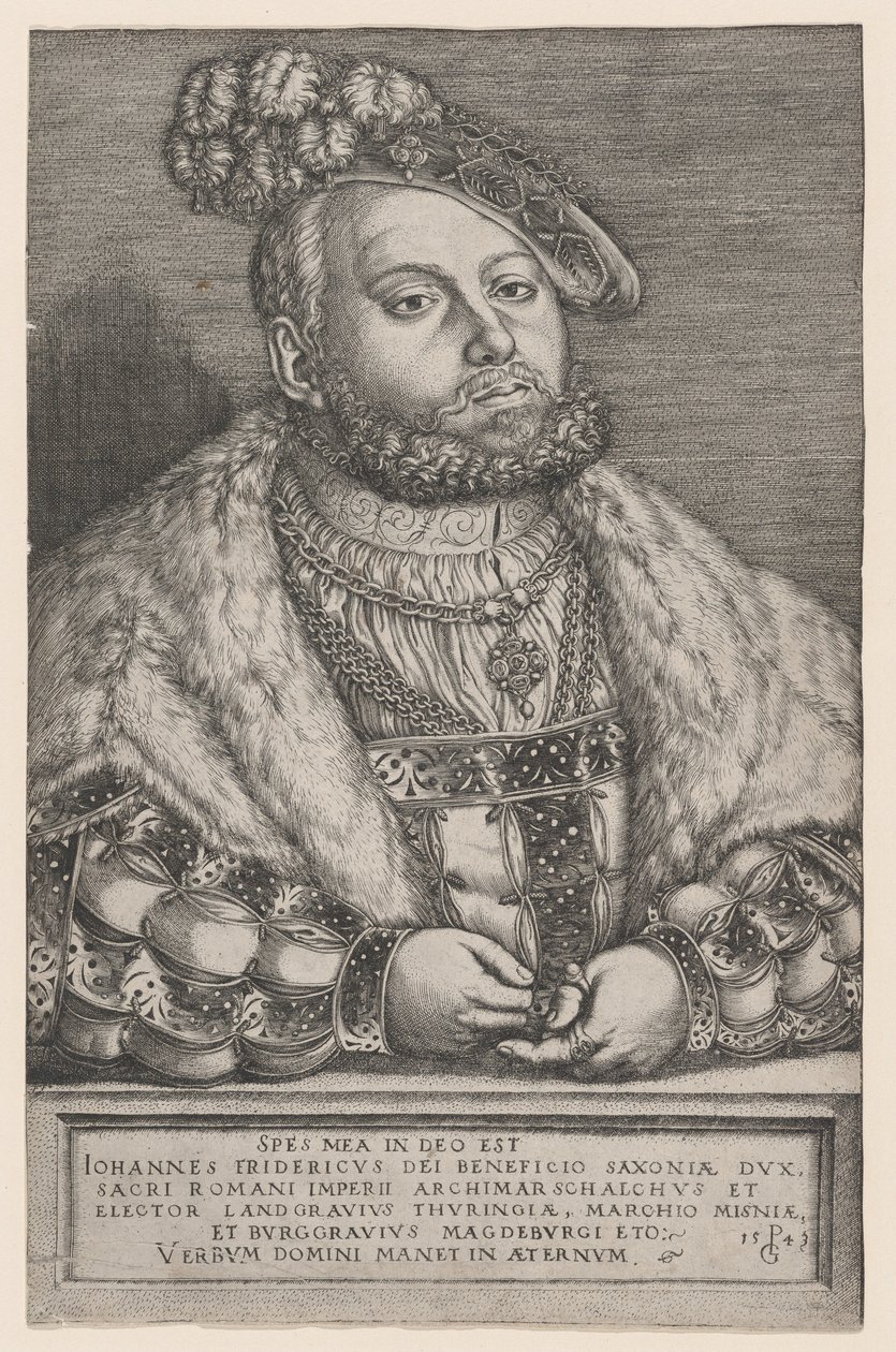 Porträt von Johann Friedrich dem Großmütigen, Kurfürst von Sachsen, 1543 von Georg Pencz