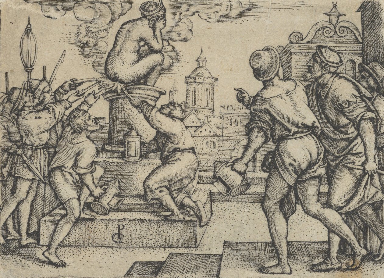Die bestrafte Kurtisane, aus der Geschichte des Magiers Virgil von Georg Pencz