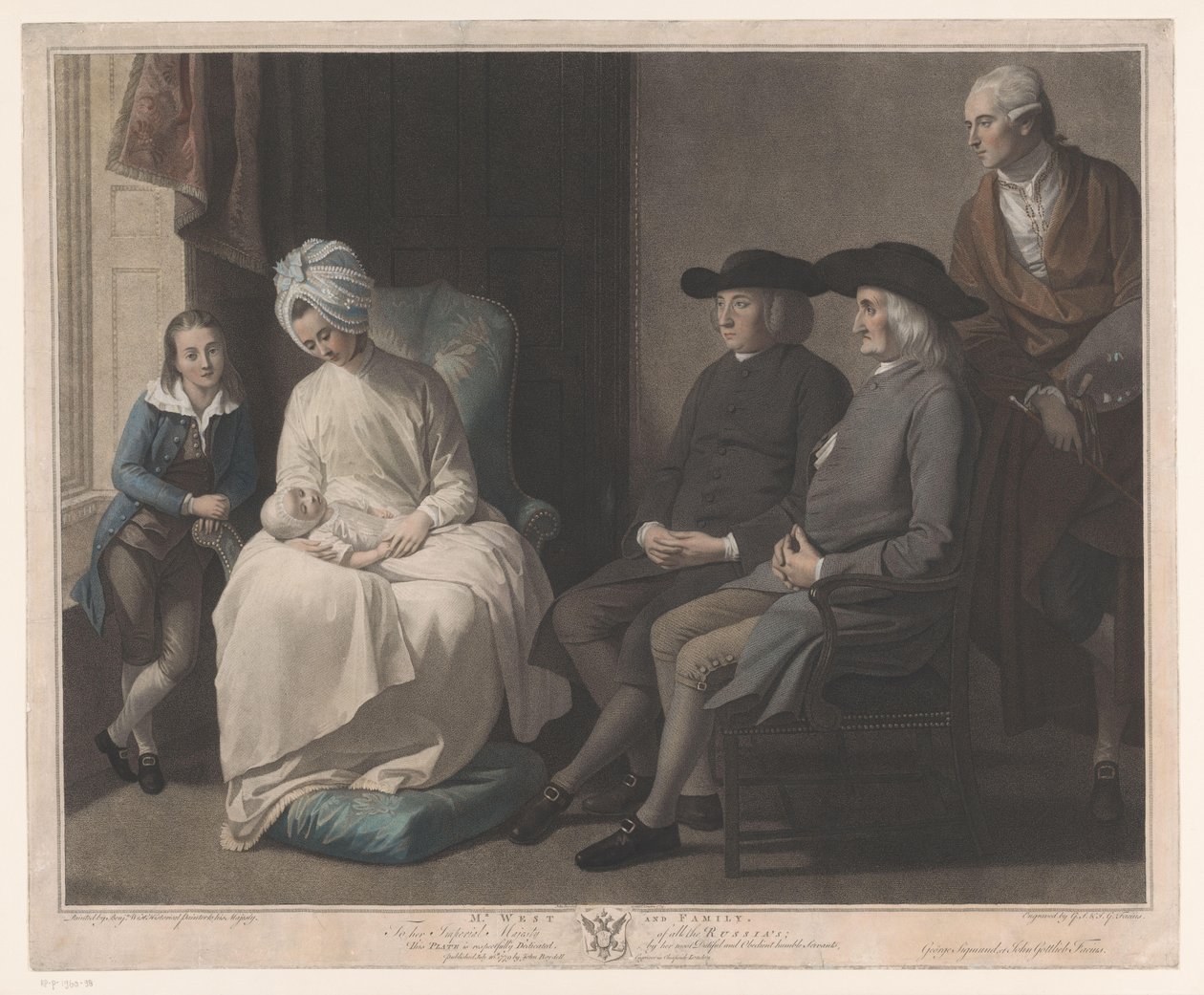 Porträt von Benjamin West mit seiner Familie von Georg Siegmund Facius