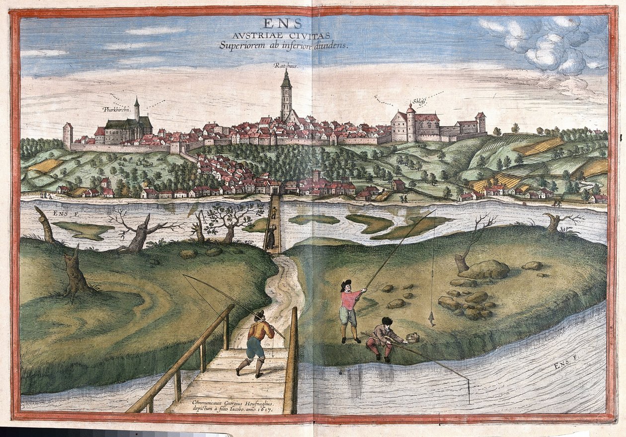 Enns, Österreich (Stich) von Georg Braun and Hogenberg Franz