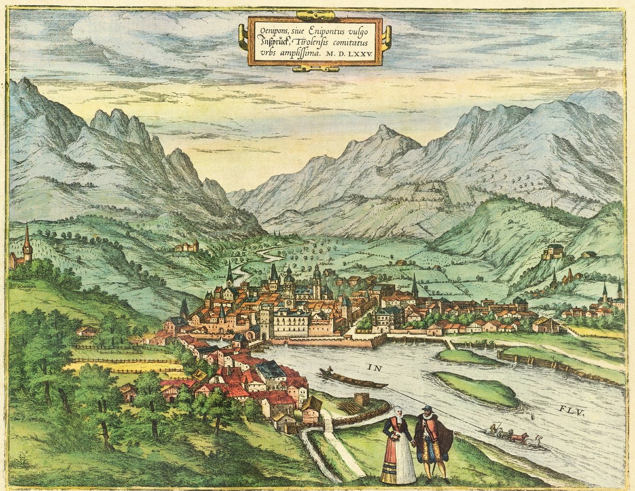 Innsbruck, Österreich, Tirol von Georg and Hogenberg Franz (1535 90) Braun