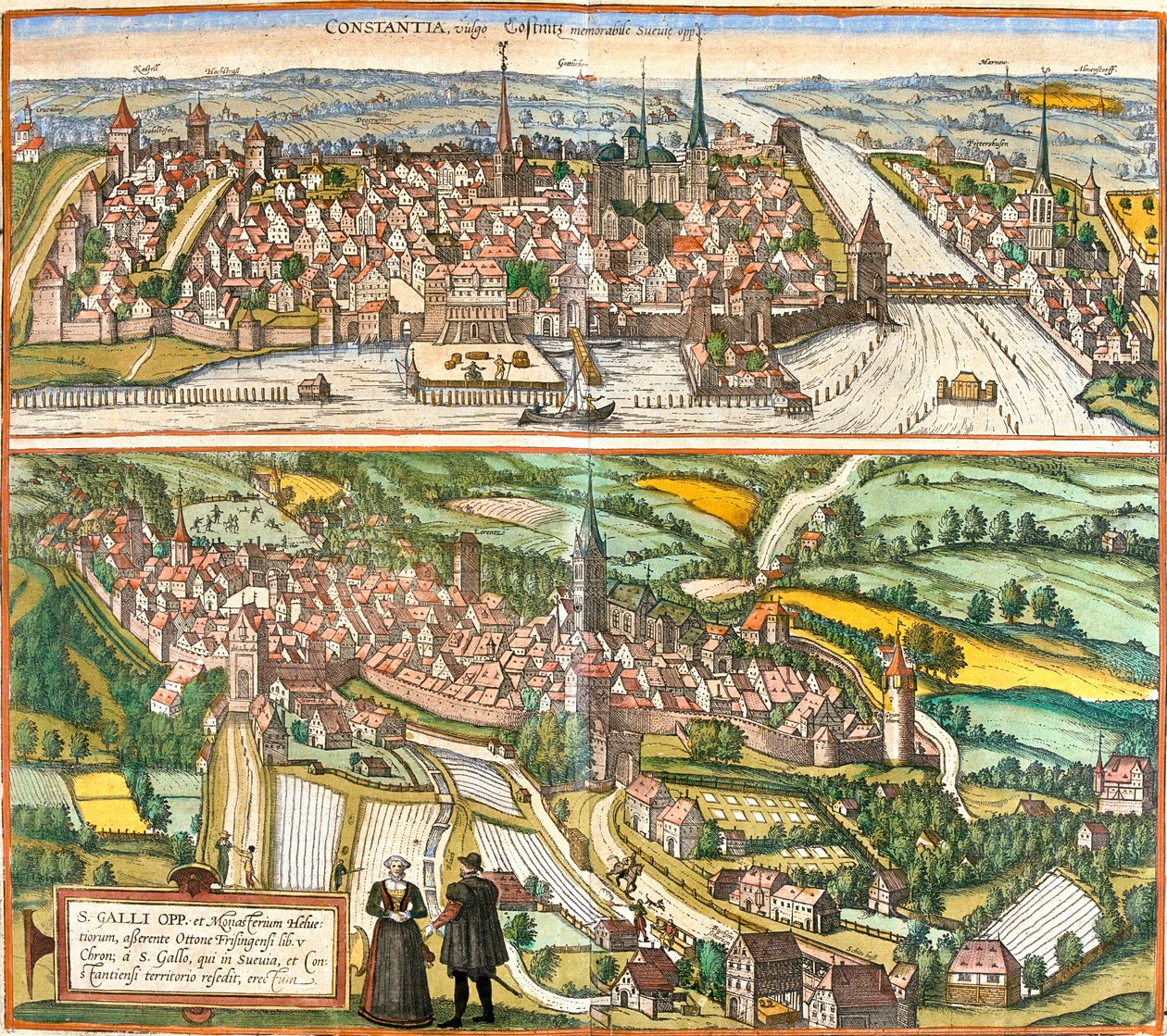 Konstanz, St. Gallen, Deutschland, Schweiz von Georg and Hogenberg Franz (1535 90) Braun