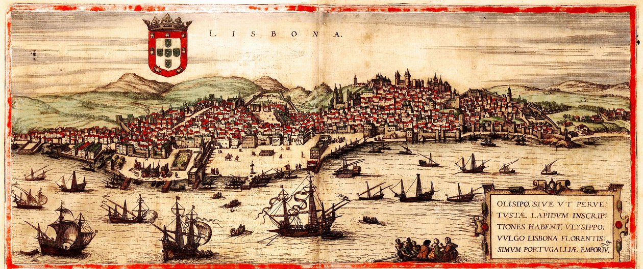 Lissabon, Portugal von Georg and Hogenberg Franz (1535 90) Braun